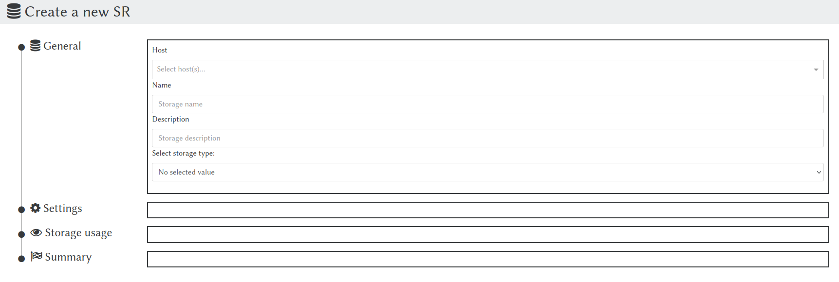 SR erstellen in XenOchestra