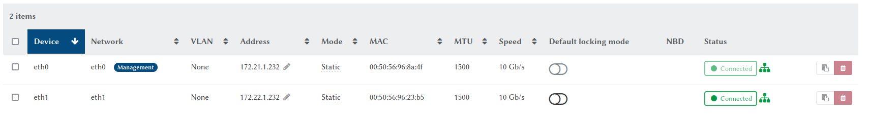 Einstellungen für Netzwerk in XenOrchestra