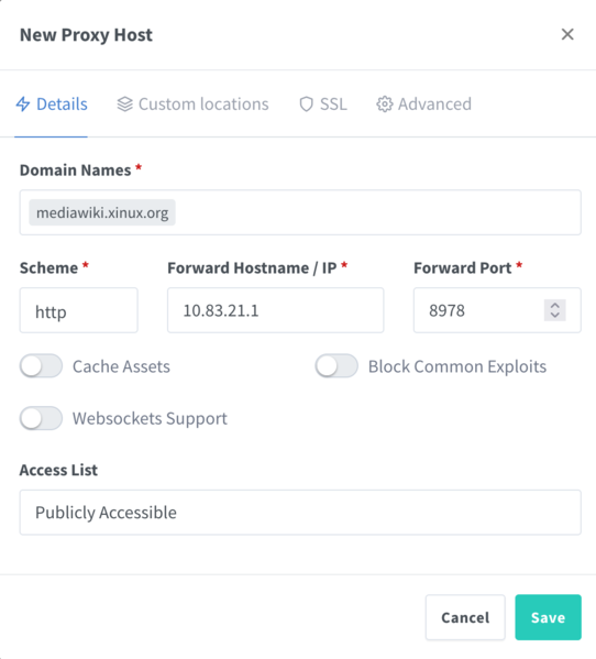 Datei:Docker Nginx Proxy Manager New Host.png